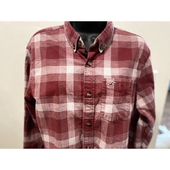 Hollister Stretch Womens M Plaid  Flannel Button Down Long Sleeve Collar - Picture 2 of 10